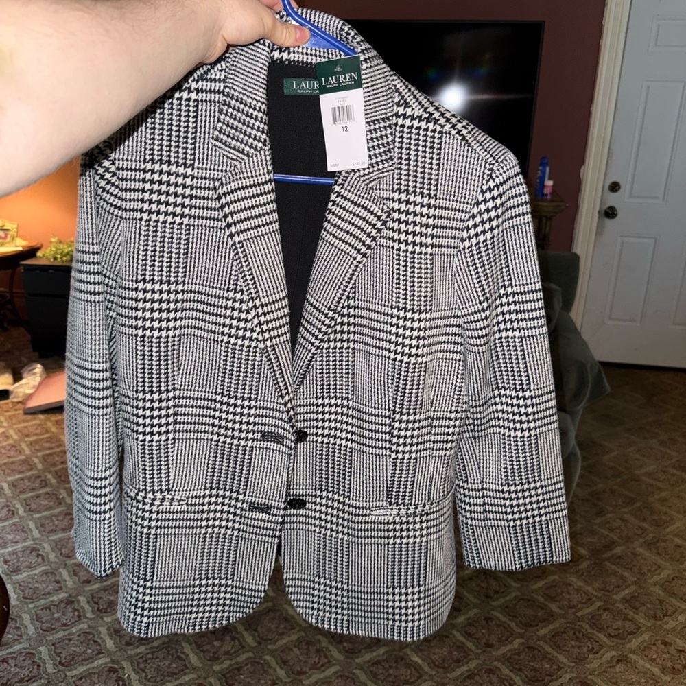 Women’s Ralph Lauren Black and White Plaid Blazer